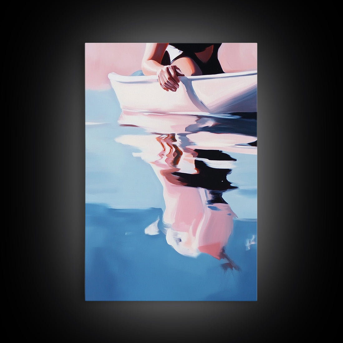 Woman on Water – Summer Reflections Framed Canvas Print