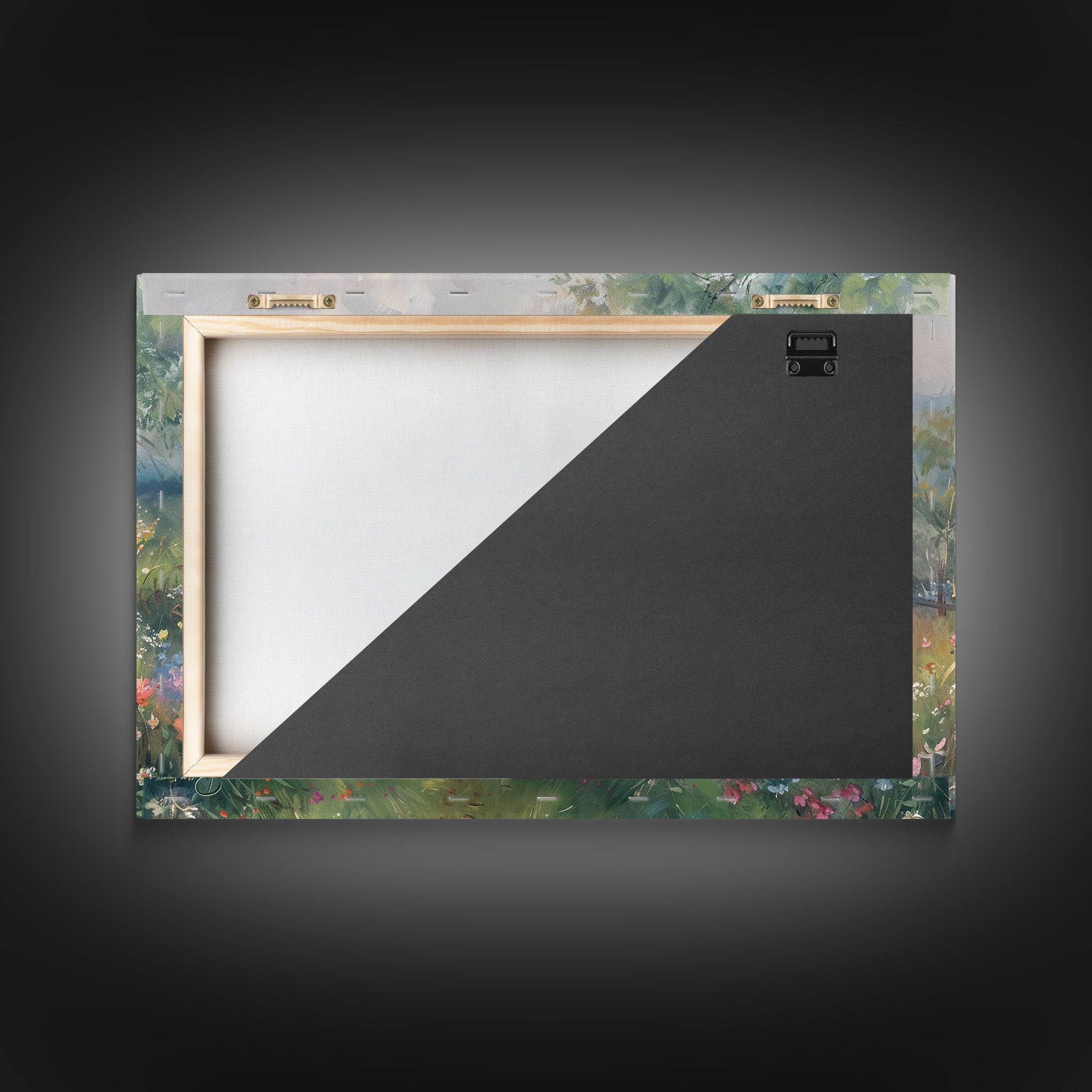 Spring Wildflower Field Painting Large Wall Art Print, Framed Canvas