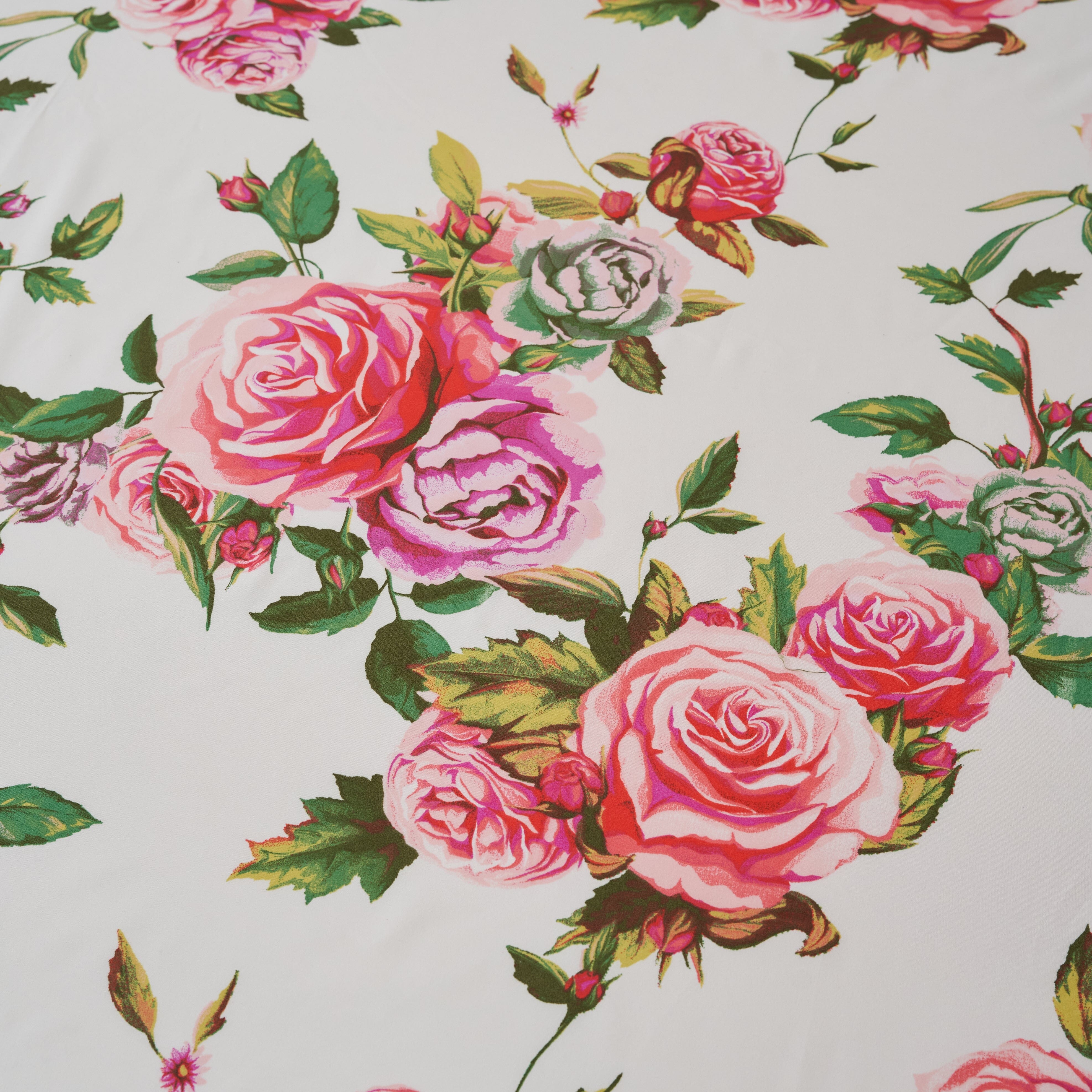 Romantic Roses Floral Bed Skirt – Pink & White Ruffled