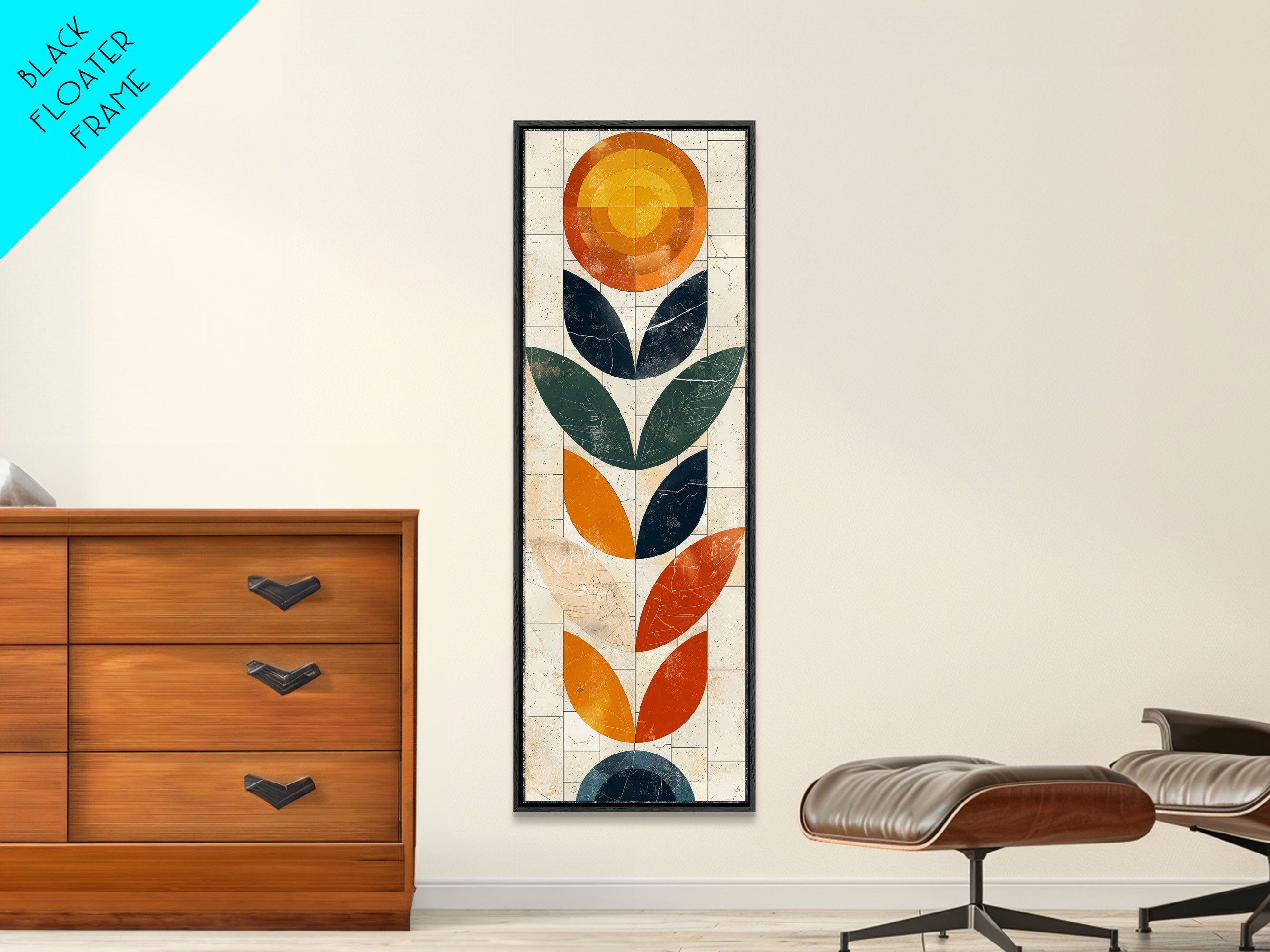 Abstract Geometric Stained Glass – Framed Canvas Print