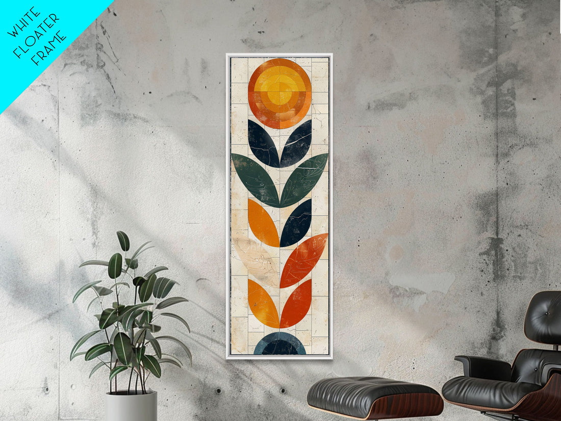 Abstract Geometric Stained Glass – Framed Canvas Print