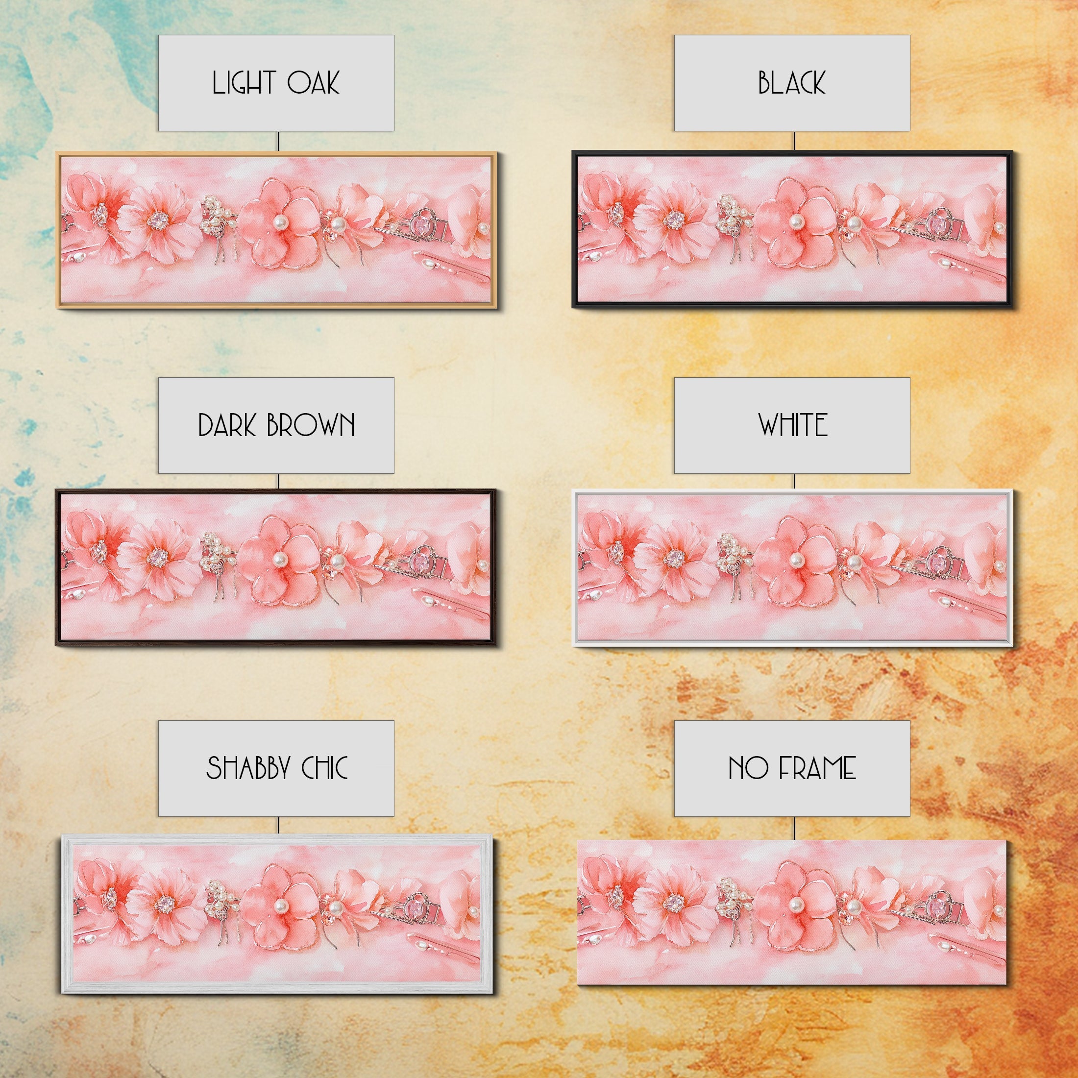 Cherry Blossom Canvas Print with Pearl Accents – Romantic Pink Wall Art