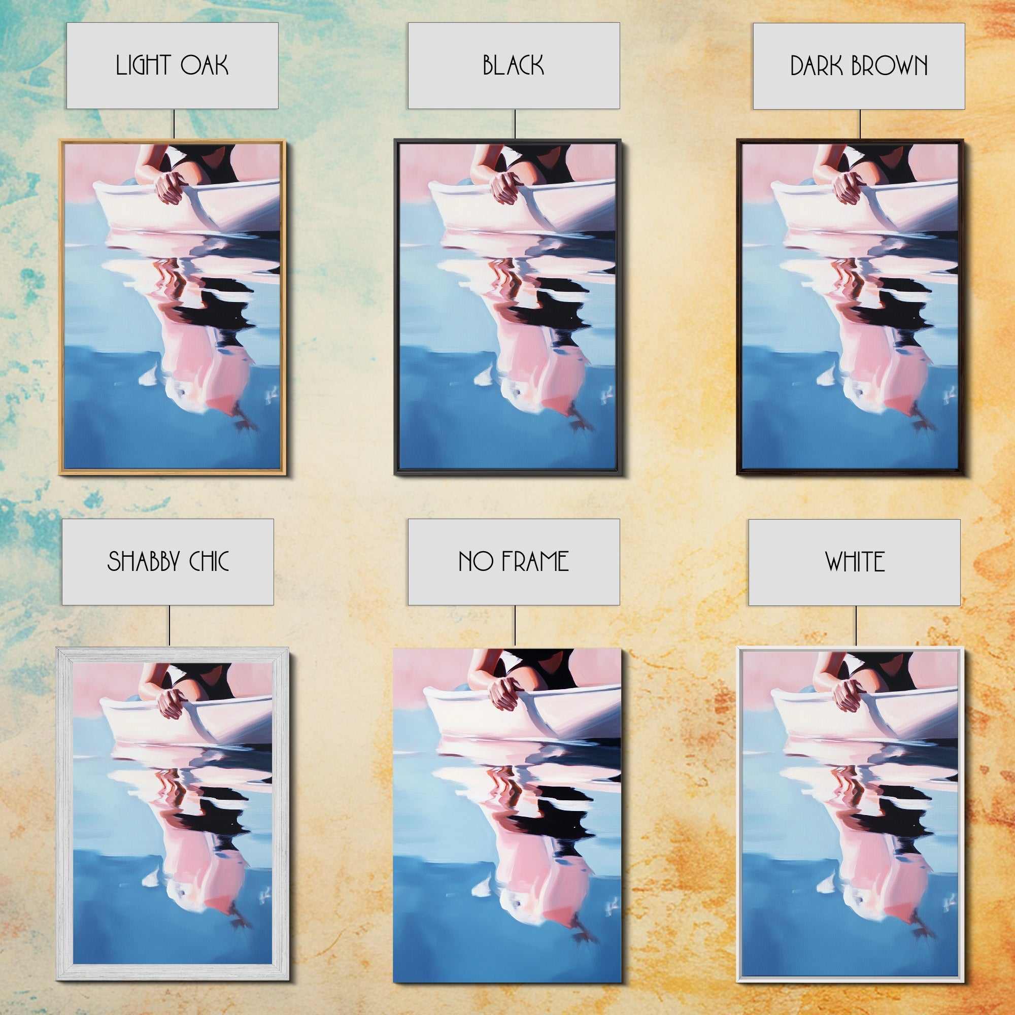 Woman on Water – Summer Reflections Framed Canvas Print