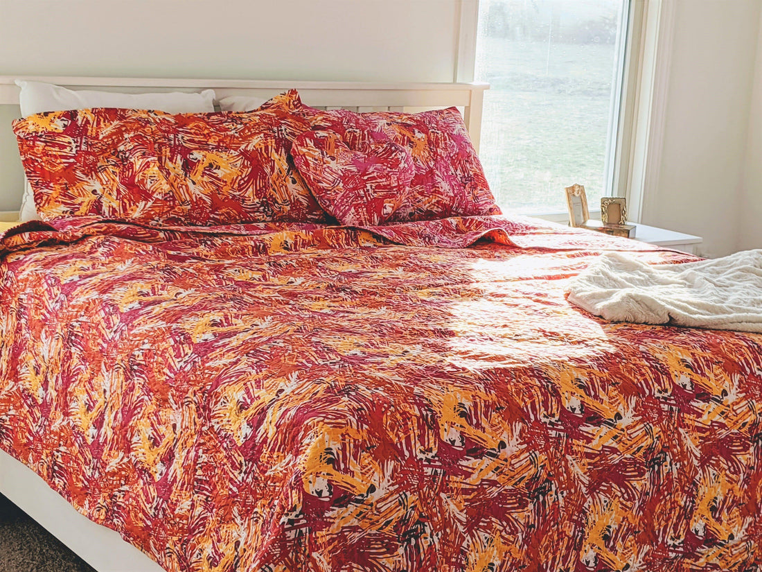 Lovely Pop of Colors Reversible Quilted Bedspread Set (KBJ1625)
