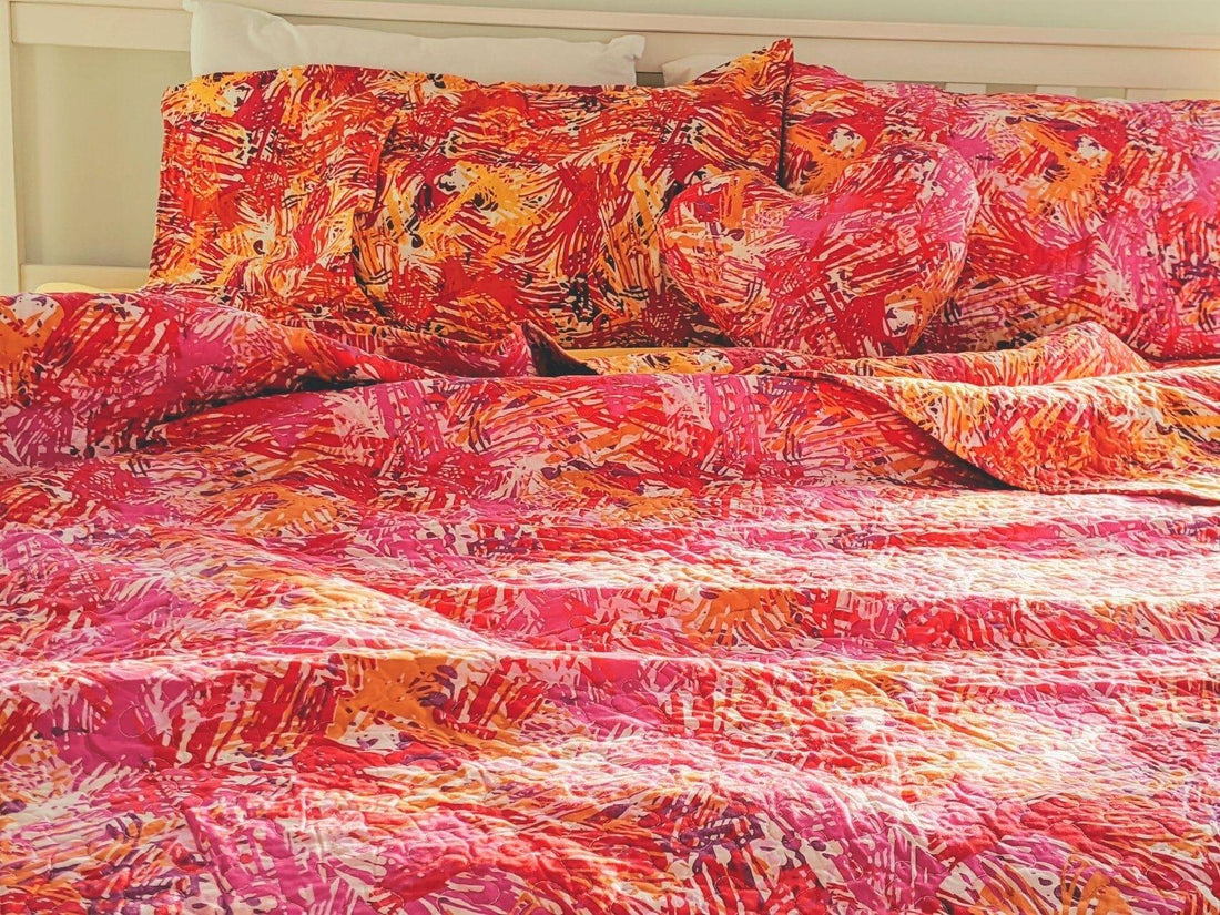 Lovely Pop of Colors Reversible Quilted Bedspread Set (KBJ1625)