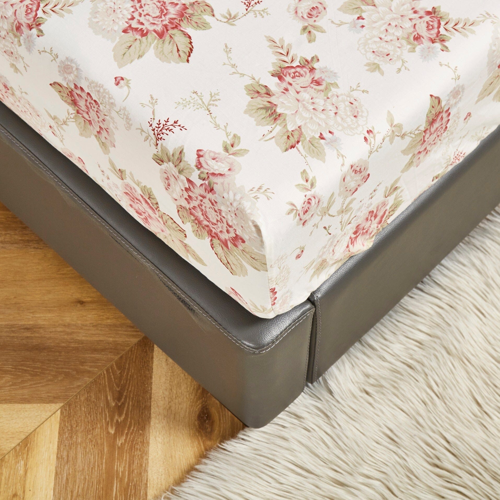 Hint of Mint Cottage Floral Cotton Fitted Sheet Set (3036)