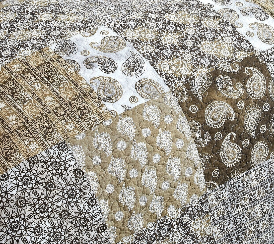 Bohemian Paisley Olive Brown Bed-in-a-Bag Set (JHW885)