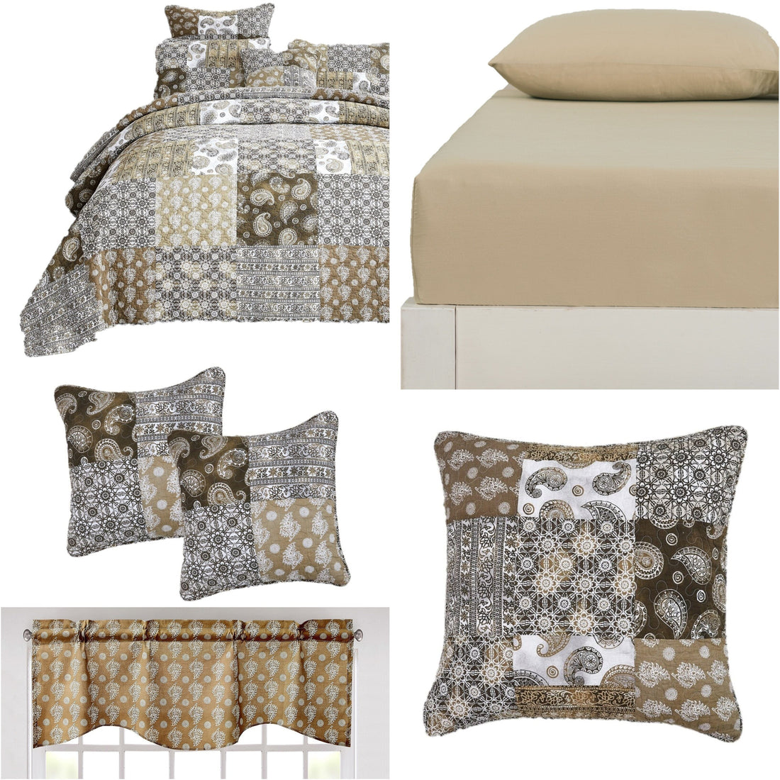 Bohemian Paisley Olive Brown Bed-in-a-Bag Set (JHW885)