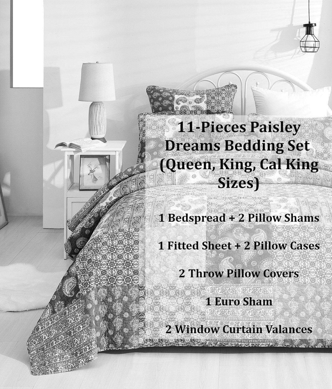 Bohemian Paisley Olive Brown Bed-in-a-Bag Set (JHW885)