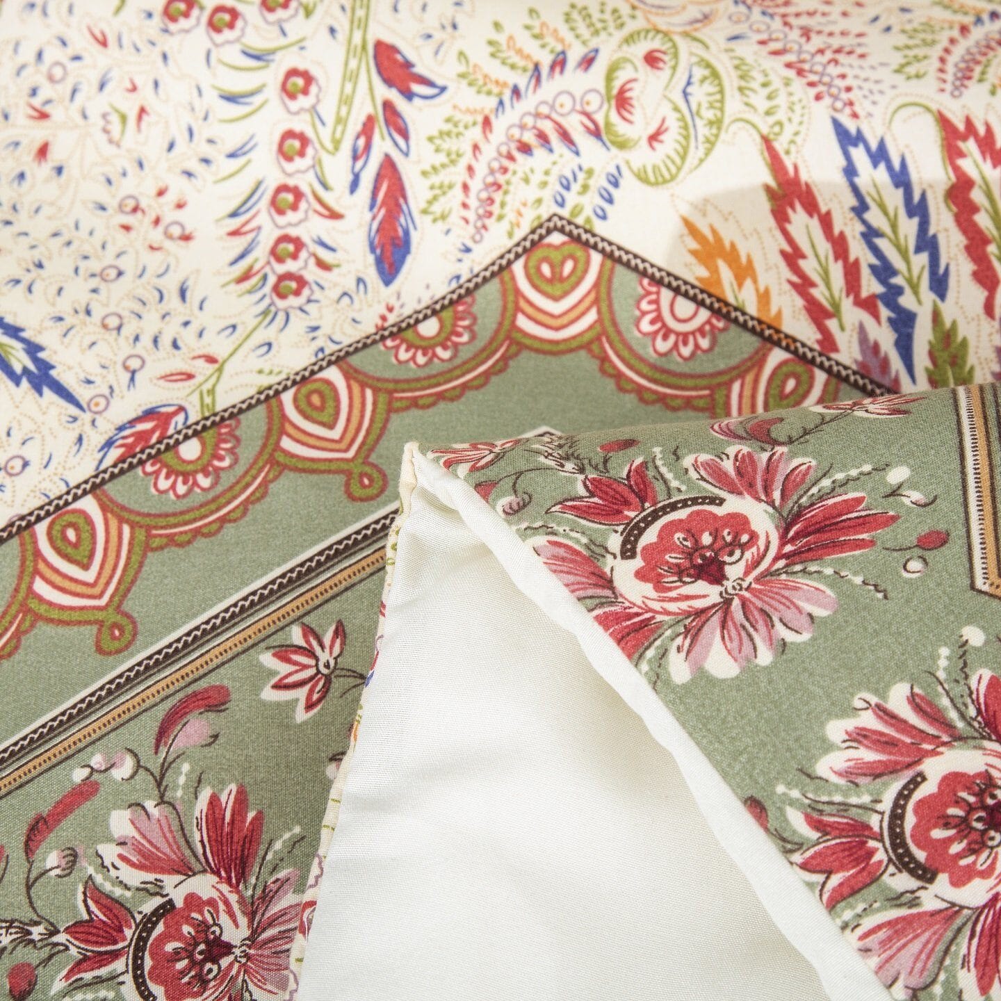 Botanical Cranberry Sage Chevron Duvet Cover Set (JHW-924)