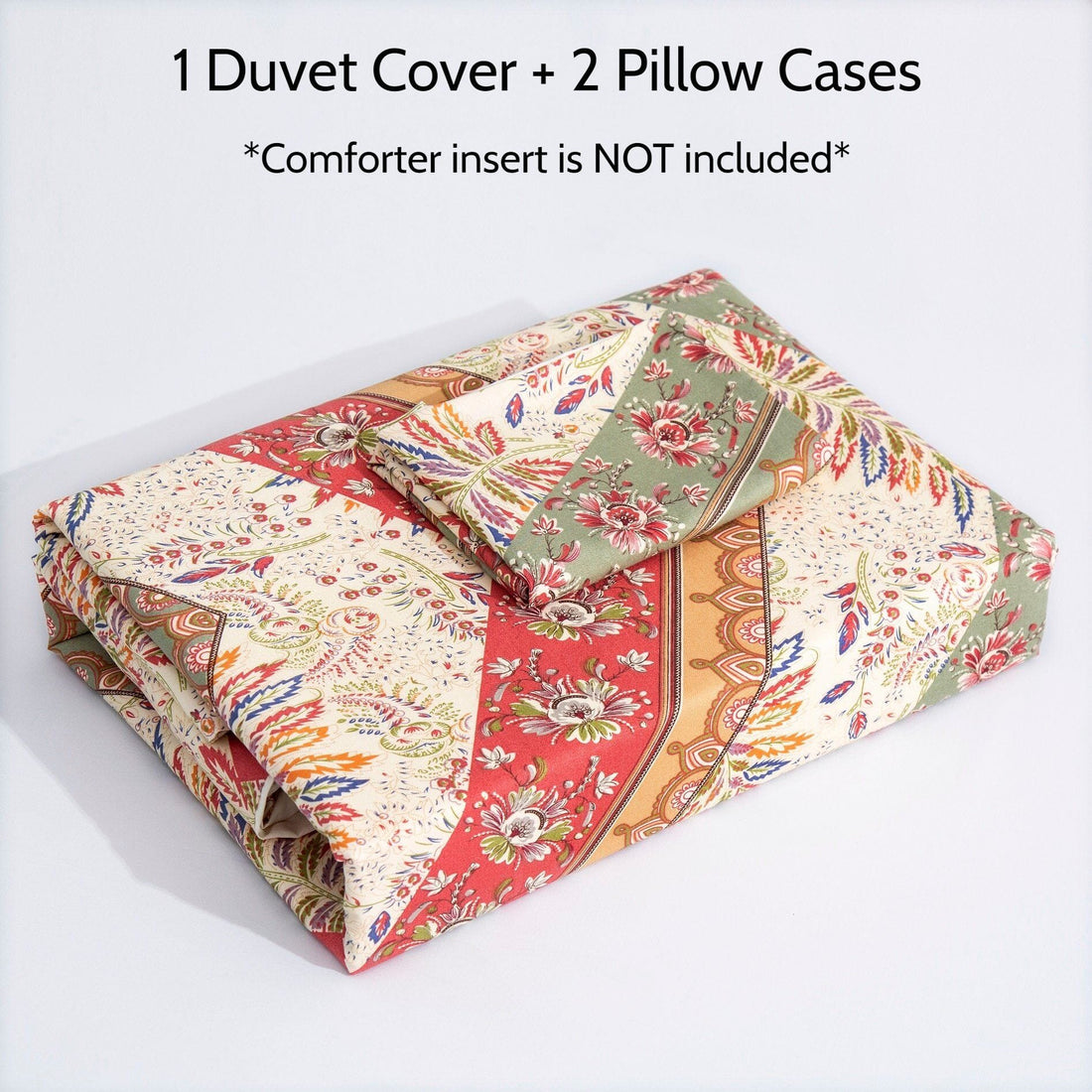 Botanical Cranberry Sage Chevron Duvet Cover Set (JHW-924)