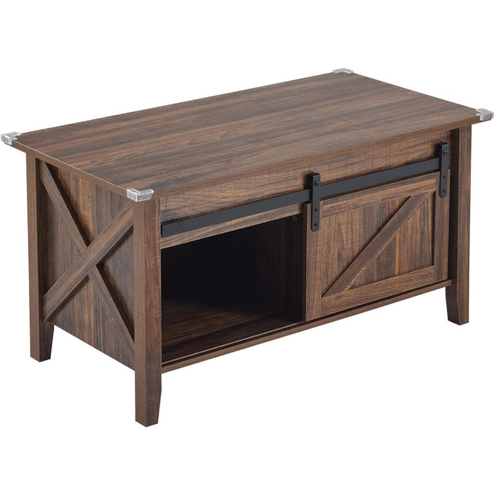 Lift Top Coffee Table Farmhouse Rustic with Sliding Barn Door