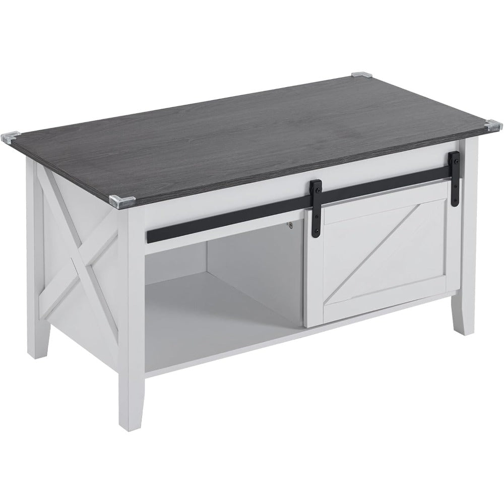 Lift Top Coffee Table Farmhouse Rustic with Sliding Barn Door
