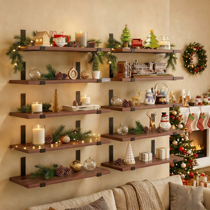 Wood Wall Shelves 15.8” with Metal Brackets
