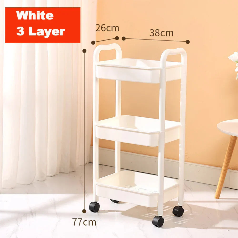 DecorBites™ Kitchen Storage Cart Rolling Utility Organizer Rack Shelf Trolley Cart