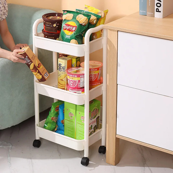 DecorBites™ Kitchen Storage Cart Rolling Utility Organizer Rack Shelf Trolley Cart