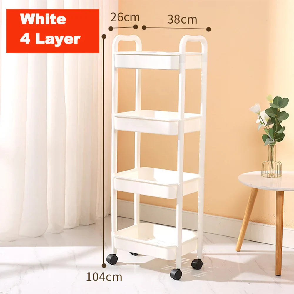 DecorBites™ Kitchen Storage Cart Rolling Utility Organizer Rack Shelf Trolley Cart