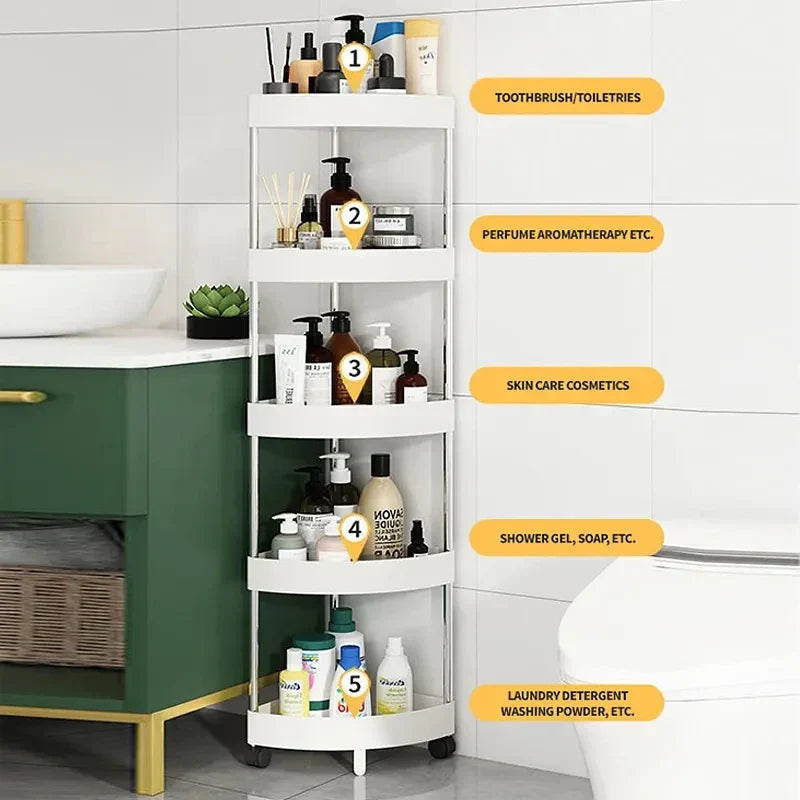 DecorBites™ 5-Tier Rolling Cart Storage Rack for Kitchen & Bathroom Organizing