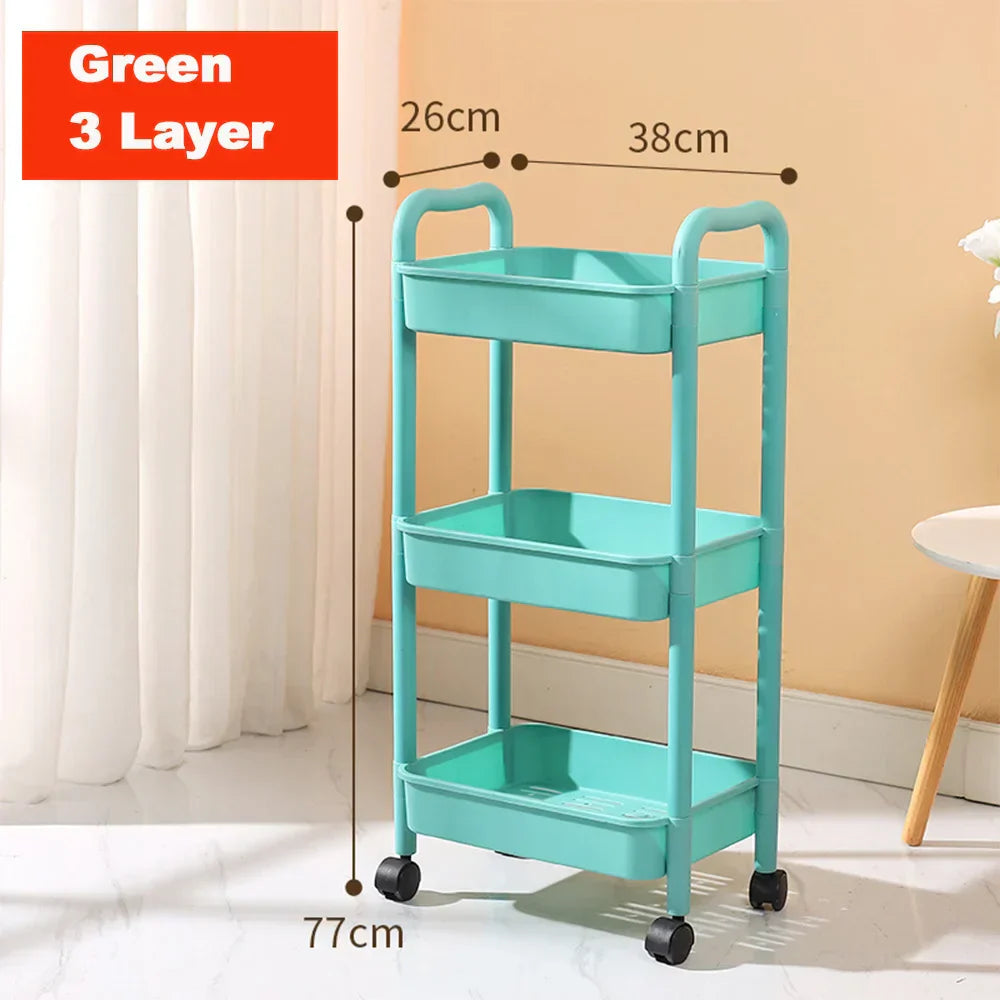 DecorBites™ Kitchen Storage Cart Rolling Utility Organizer Rack Shelf Trolley Cart