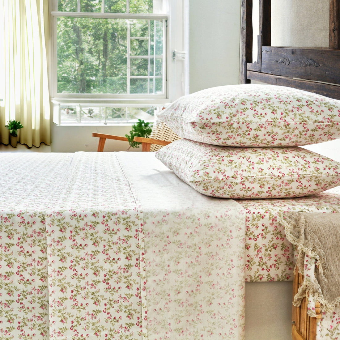 Romantic Coquette 100% Cotton Floral Sheet Set – Deep Pocket