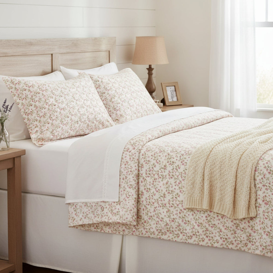 Romantic Coquette 100% Cotton Floral Sheet Set – Deep Pocket