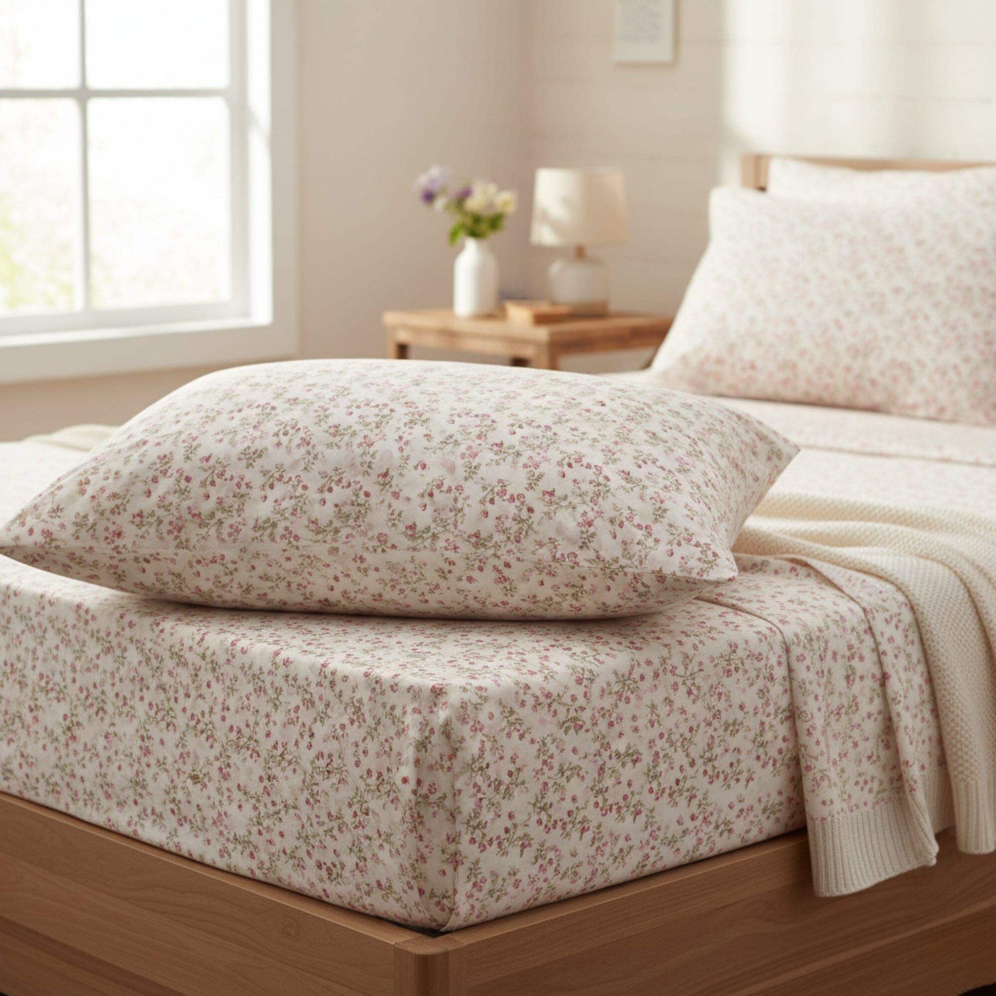 Romantic Coquette 100% Cotton Floral Sheet Set – Deep Pocket