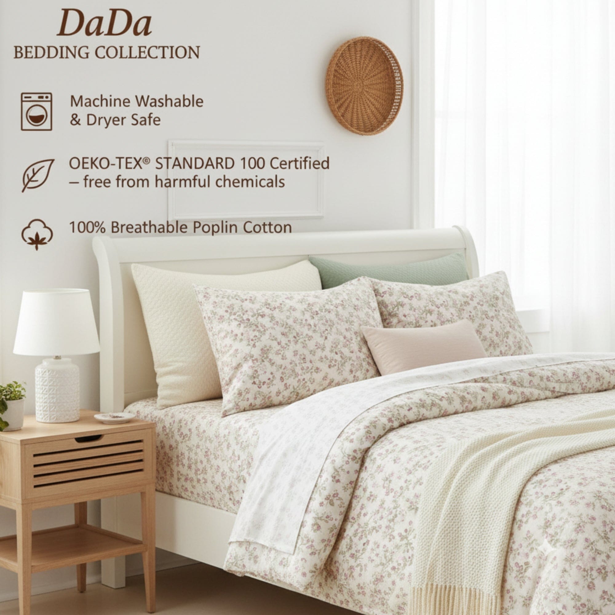 Romantic Coquette 100% Cotton Floral Sheet Set – Deep Pocket