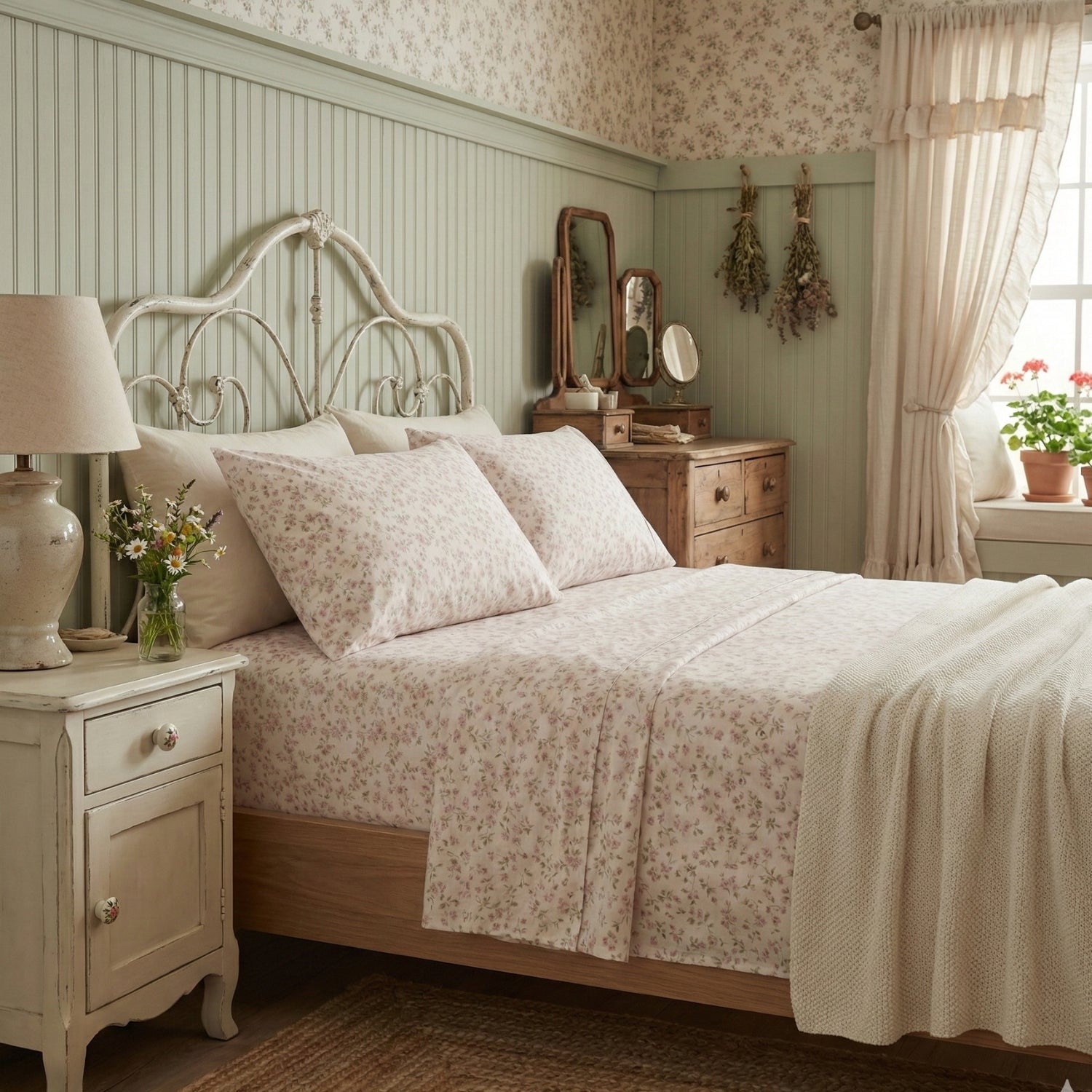 Romantic Coquette 100% Cotton Floral Sheet Set – Deep Pocket