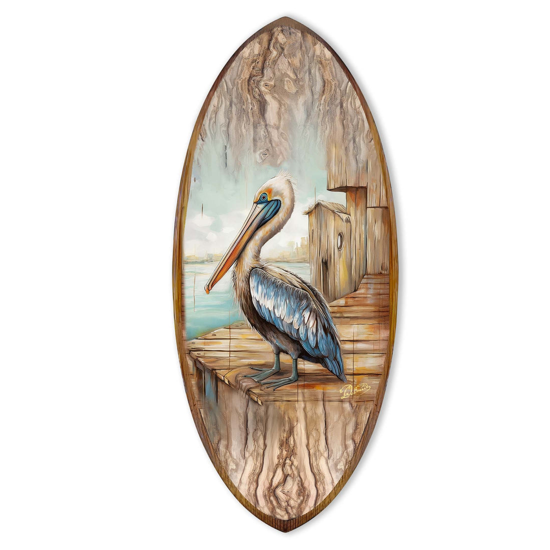 Pelican Surfboard Coastal Wall Art by G. DeBrekht