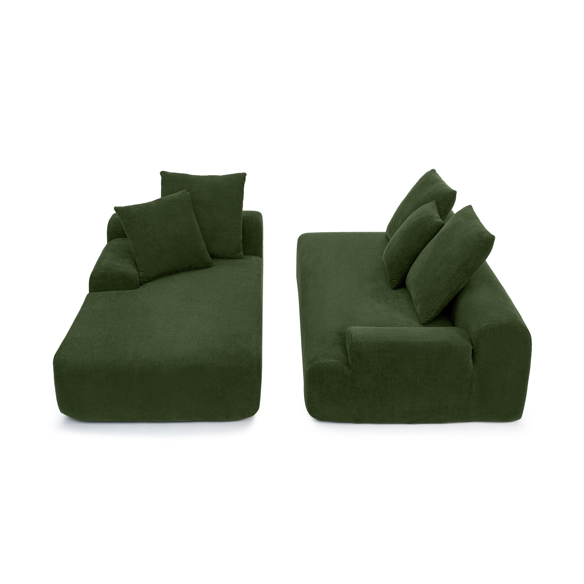 110"x67" Modern L-Shaped Velvet Sectional Sofa – Green