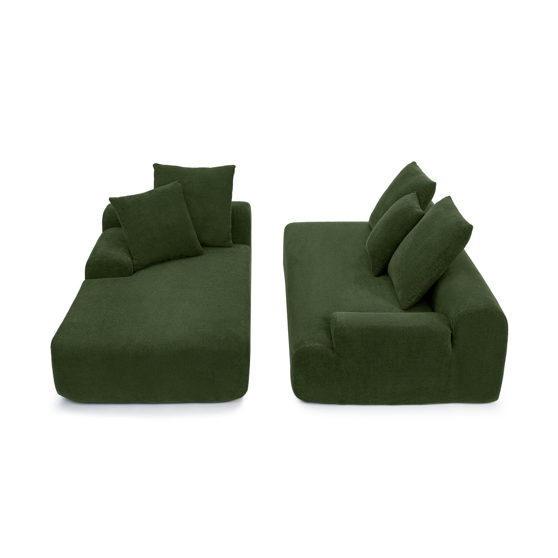 110"x67" Modern L-Shaped Velvet Sectional Sofa – Green