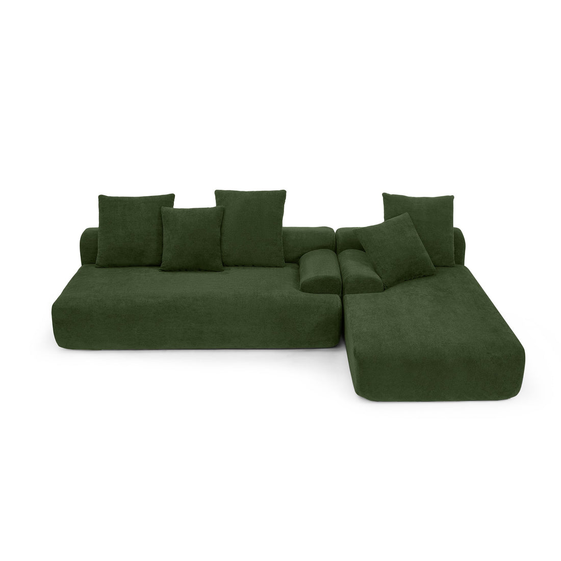 110"x67" Modern L-Shaped Velvet Sectional Sofa – Green