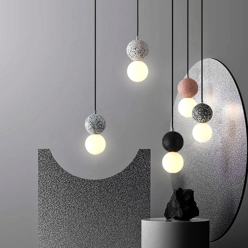 Nordic Cement Terrazzo Small Chandelier – Modern Restaurant & Bar Lamp