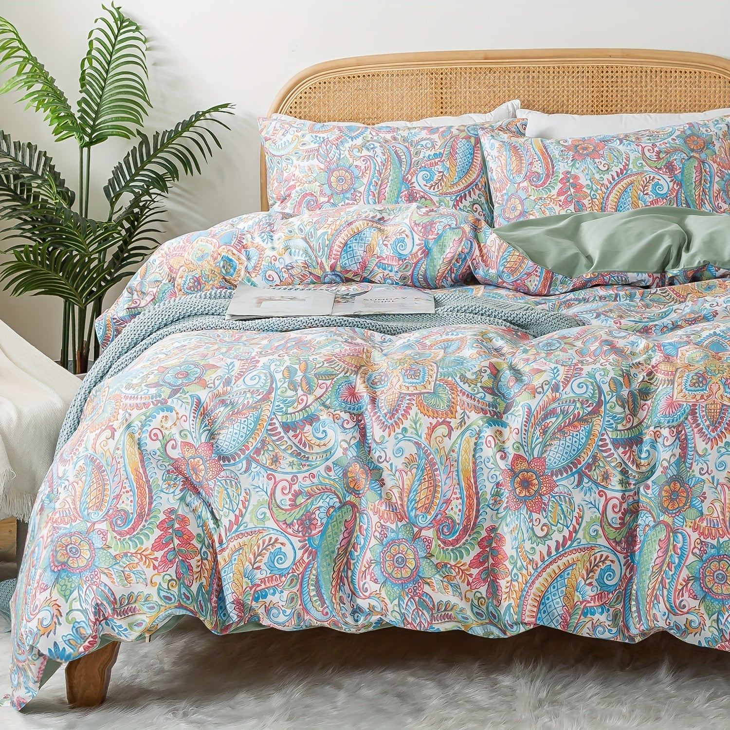Percale Cotton Floral Botanical Duvet Cover Set – 3 Piece