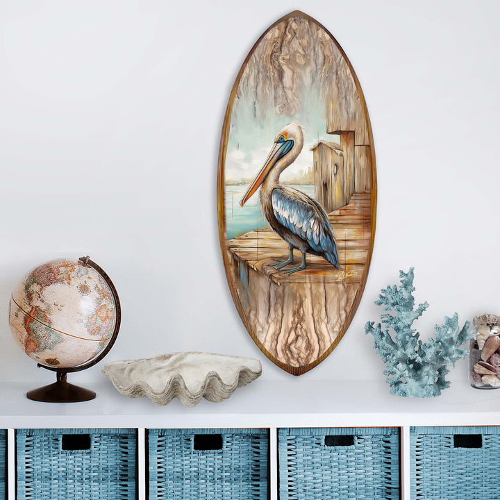 Pelican Surfboard Coastal Wall Art by G. DeBrekht