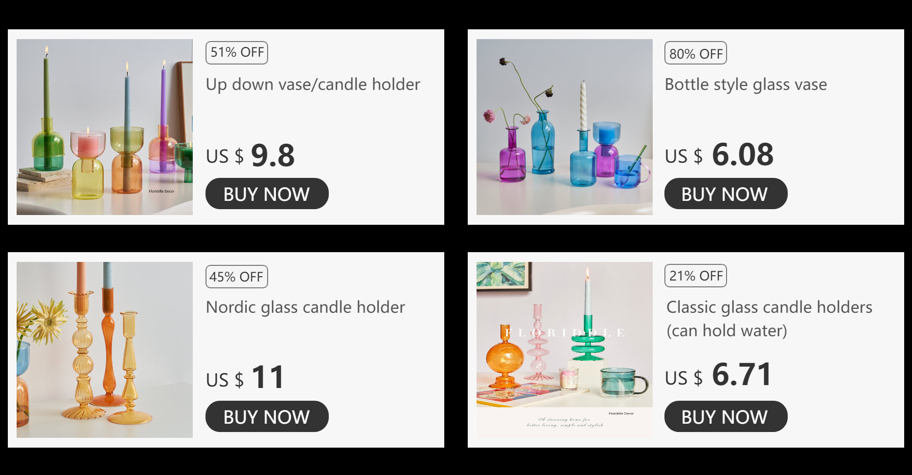 Glass Ball Vase Set – Home Decor