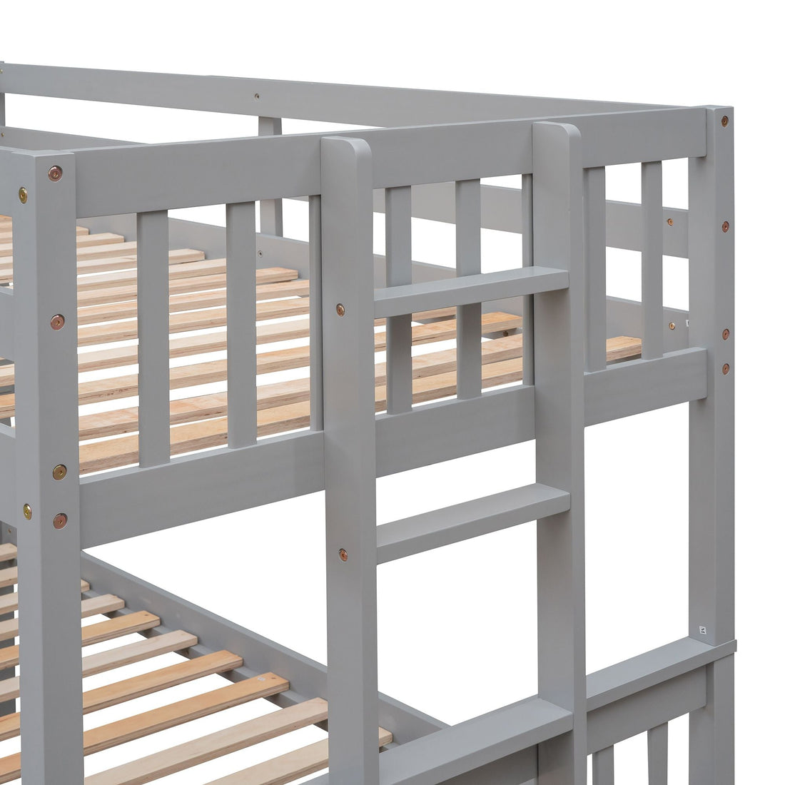 Twin Over Full Bunk Bed with Drawers & Trundle – Gray