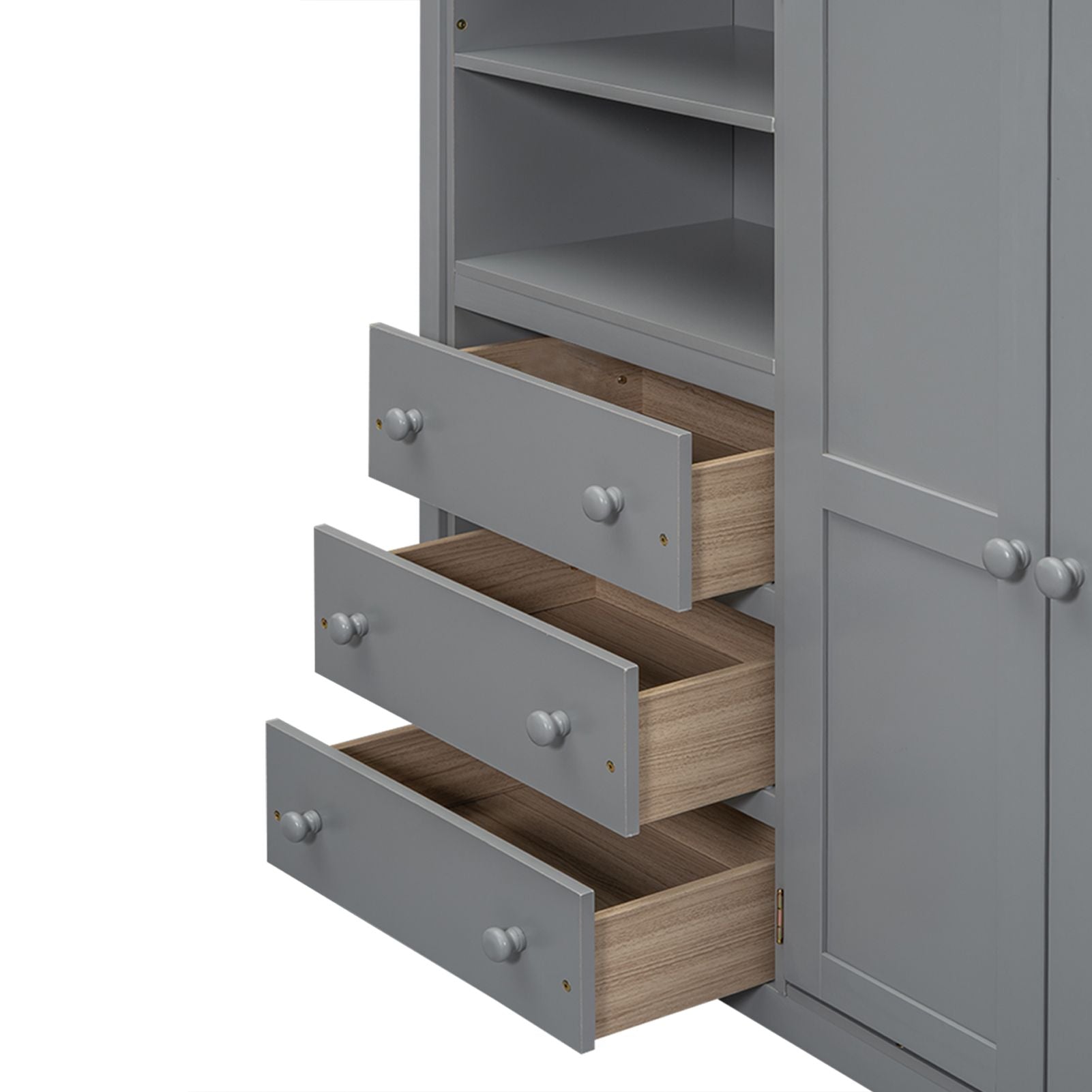 Full Wood Loft Bed with Drawers & Desk – Gray