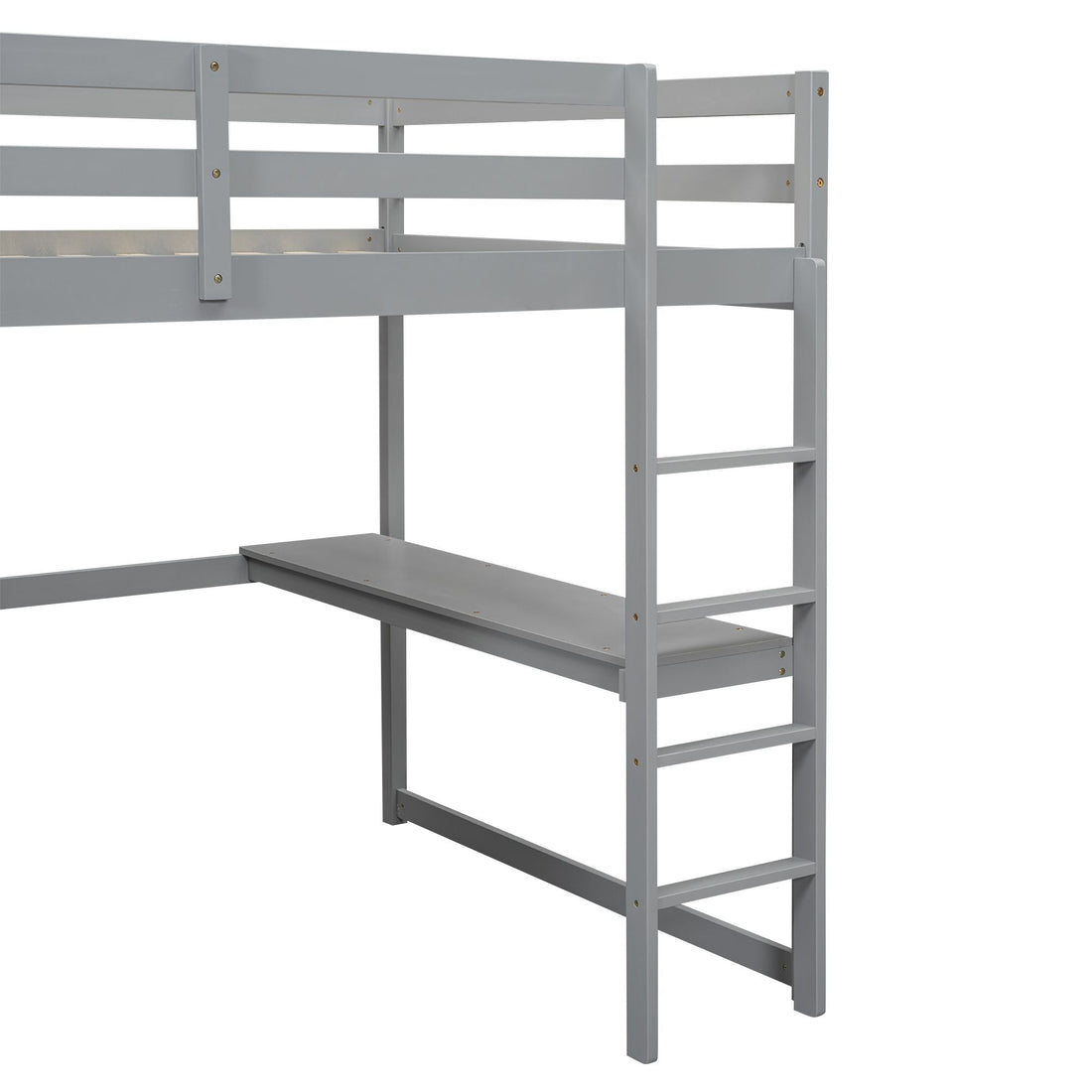 Full Wood Loft Bed with Drawers & Desk – Gray