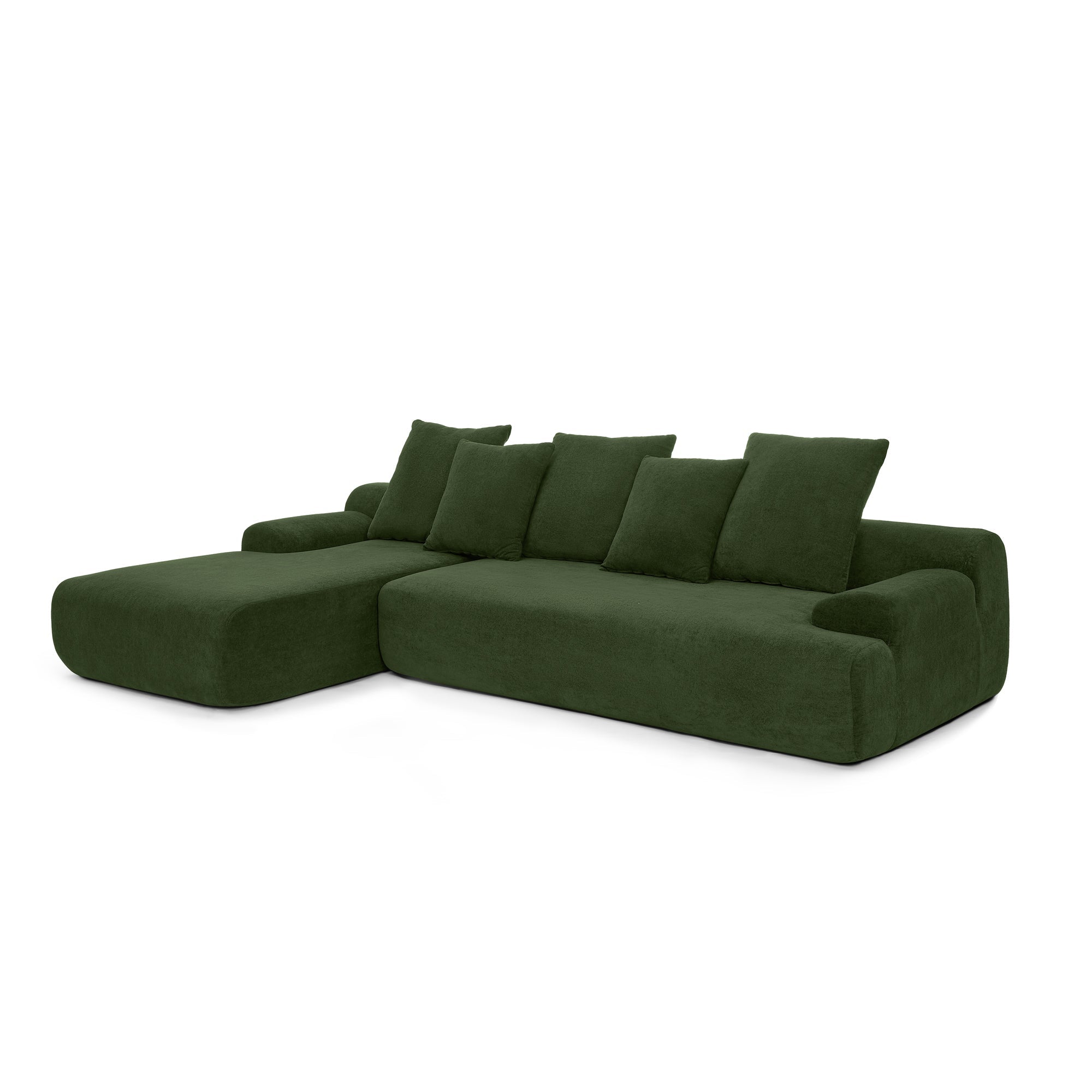 110"x67" Modern L-Shaped Velvet Sectional Sofa – Green