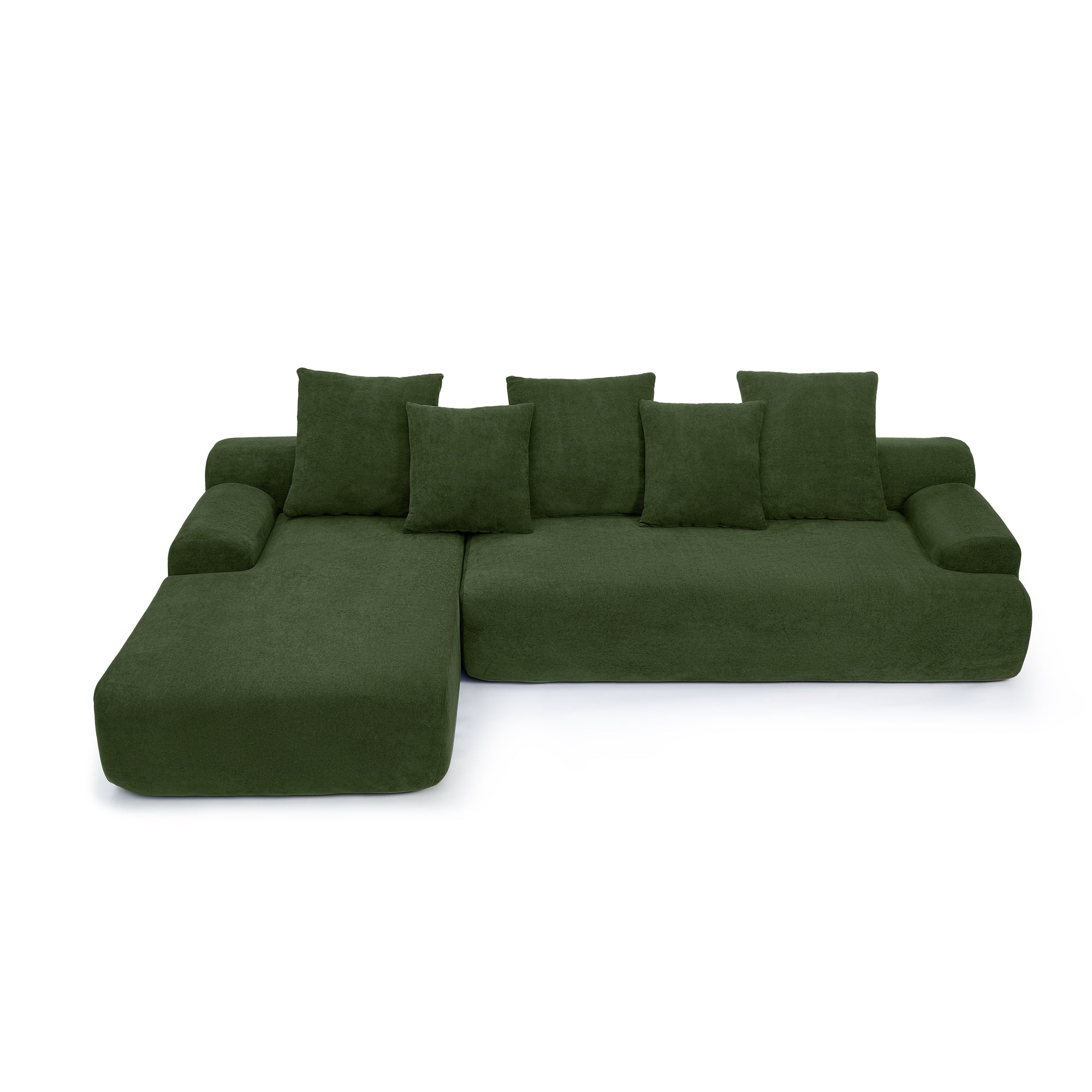 110"x67" Modern L-Shaped Velvet Sectional Sofa – Green