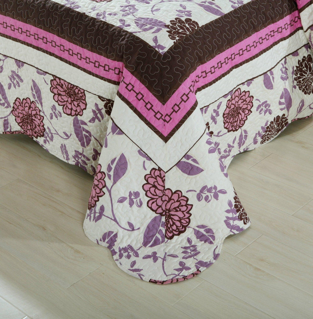 Bohemian Purple Blooms Floral Bedspread Set (KBJ1629)