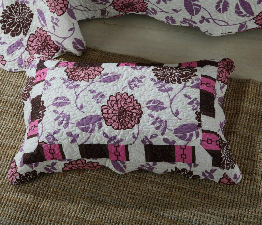 Bohemian Purple Blooms Floral Bedspread Set (KBJ1629)
