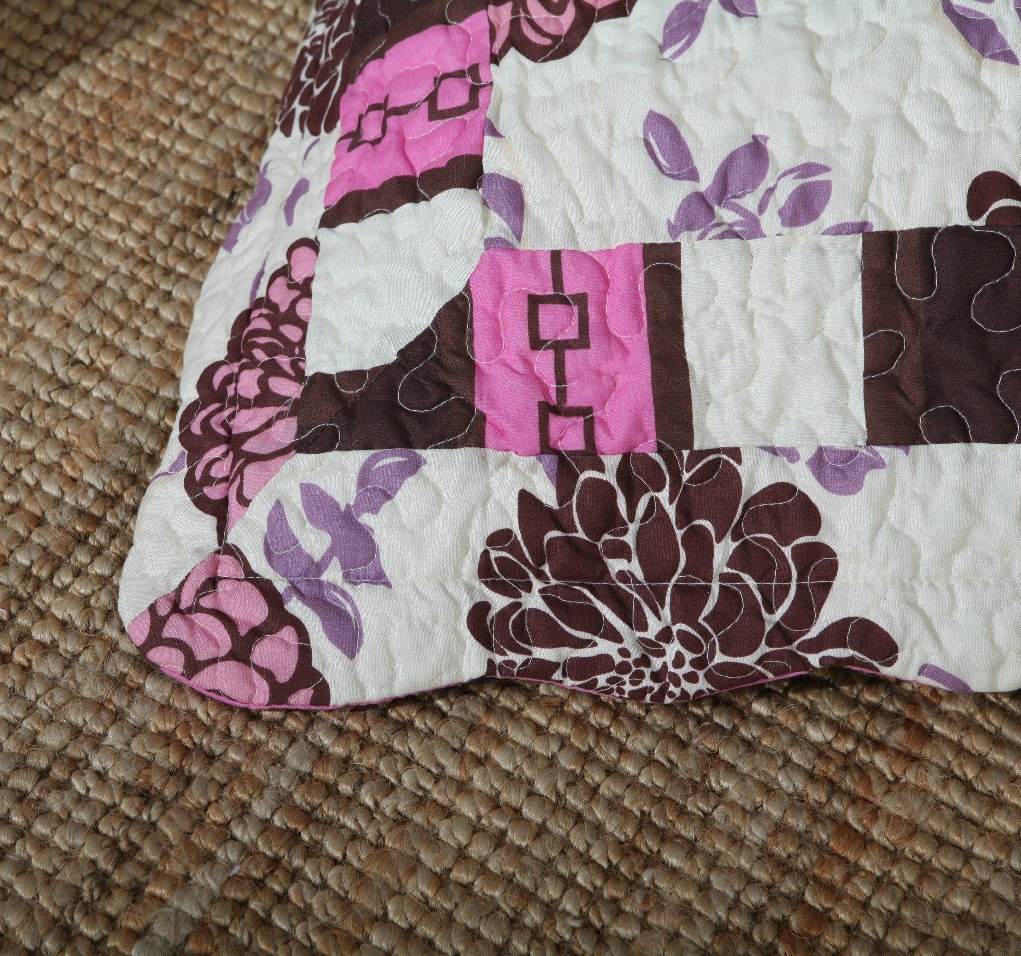 Bohemian Purple Blooms Floral Bedspread Set (KBJ1629)