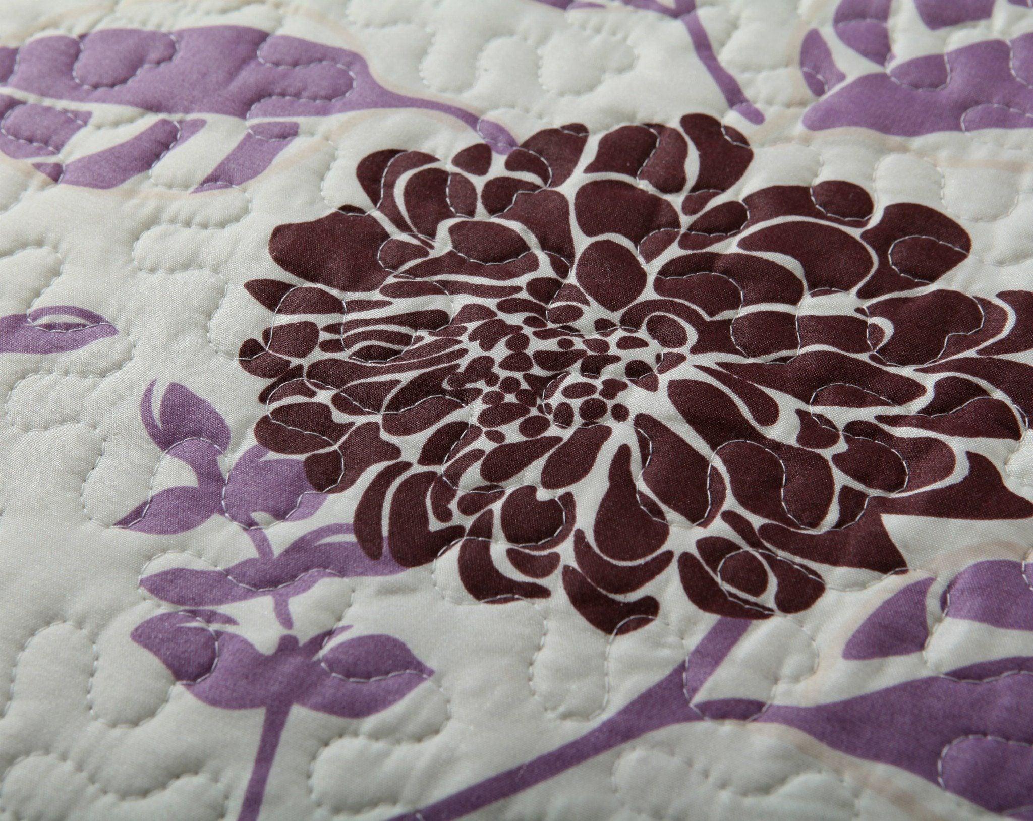 Bohemian Purple Blooms Floral Bedspread Set (KBJ1629)