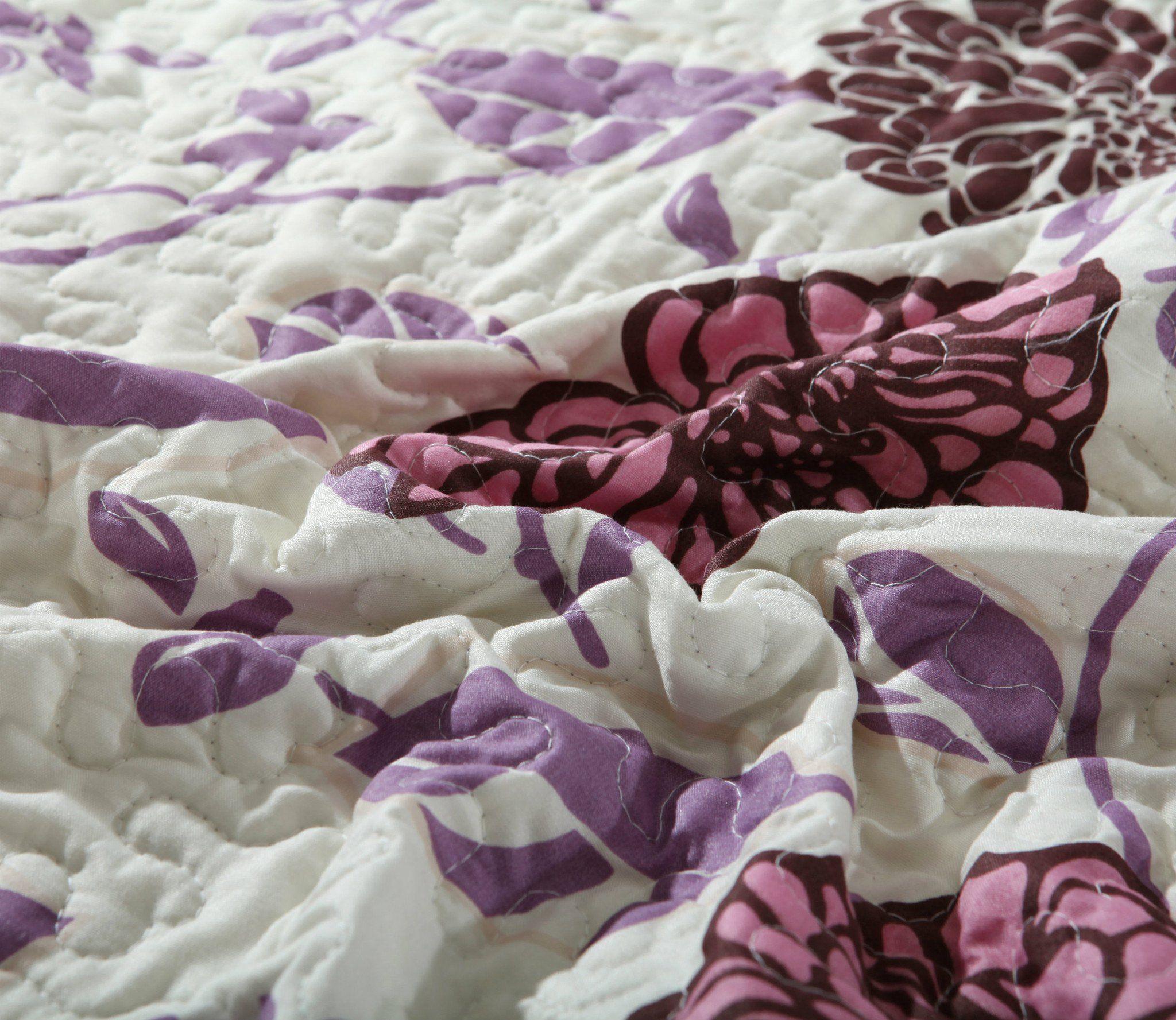 Bohemian Purple Blooms Floral Bedspread Set (KBJ1629)