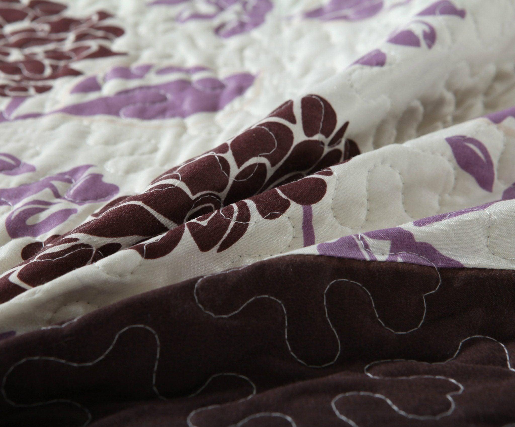 Bohemian Purple Blooms Floral Bedspread Set (KBJ1629)