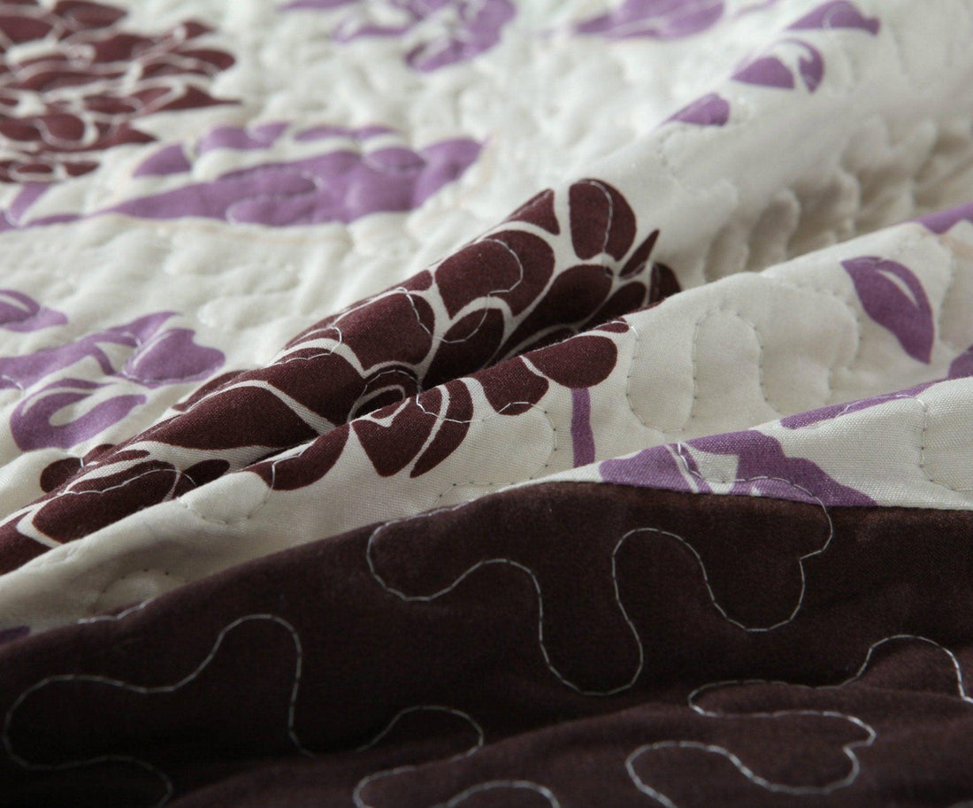 Bohemian Purple Blooms Floral Bedspread Set (KBJ1629)