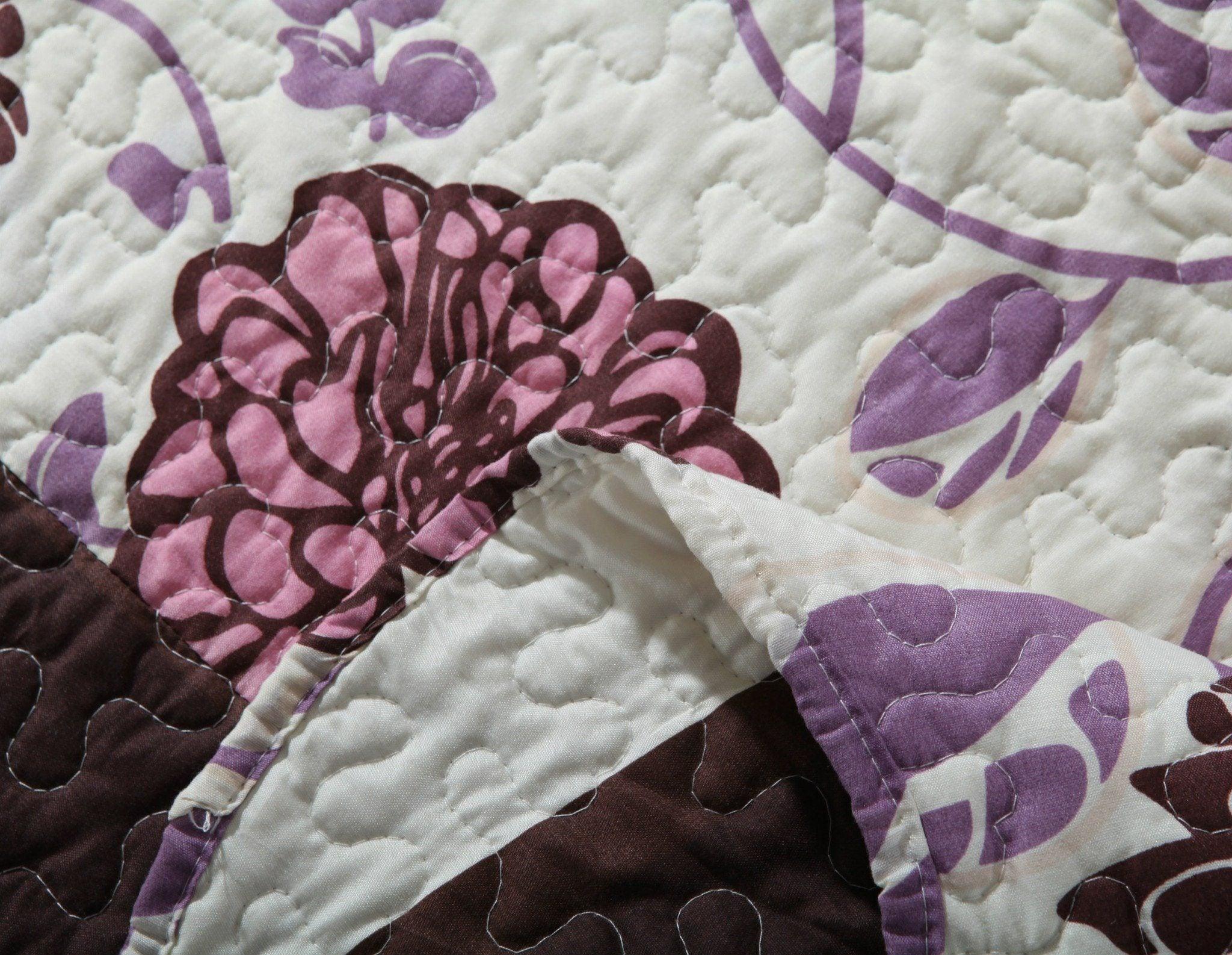 Bohemian Purple Blooms Floral Bedspread Set (KBJ1629)