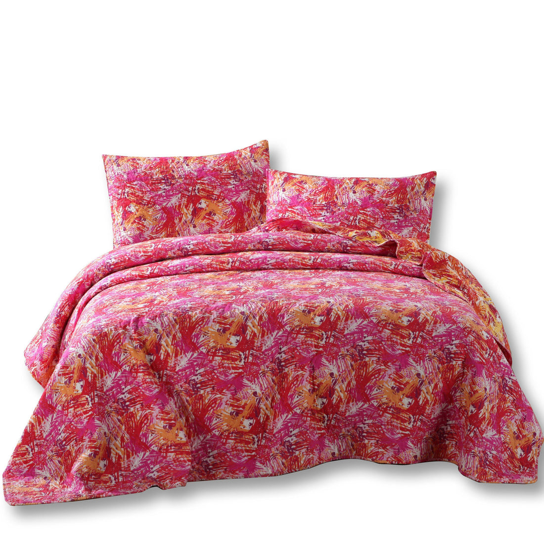 Lovely Pop of Colors Reversible Quilted Bedspread Set (KBJ1625)